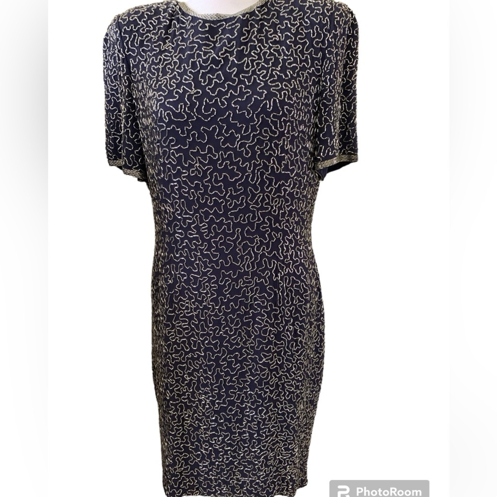 A.J. Bari Navy Beaded Dress Size 12